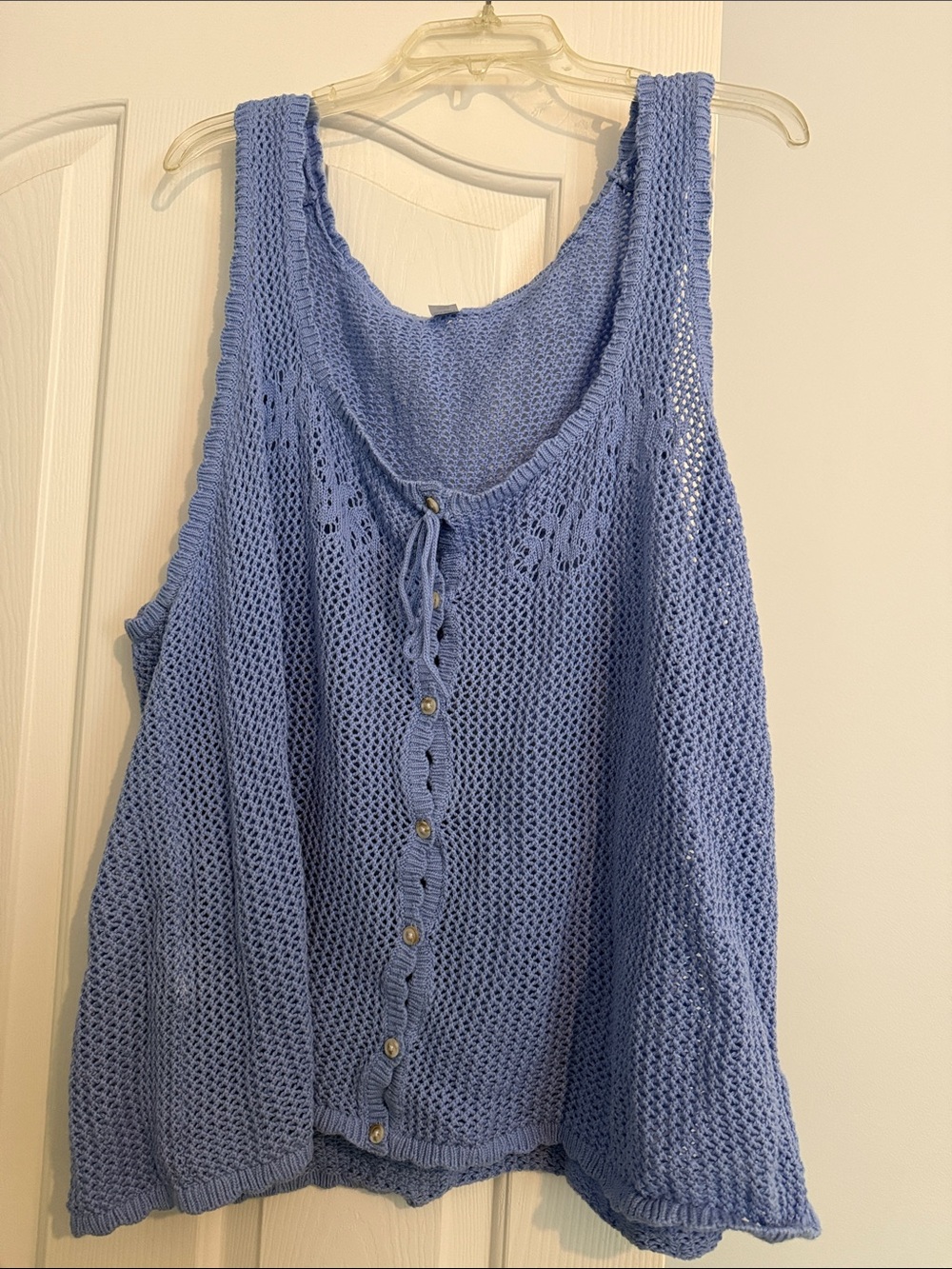 Old Navy Light Blue Open-Knit Button-Front Tank